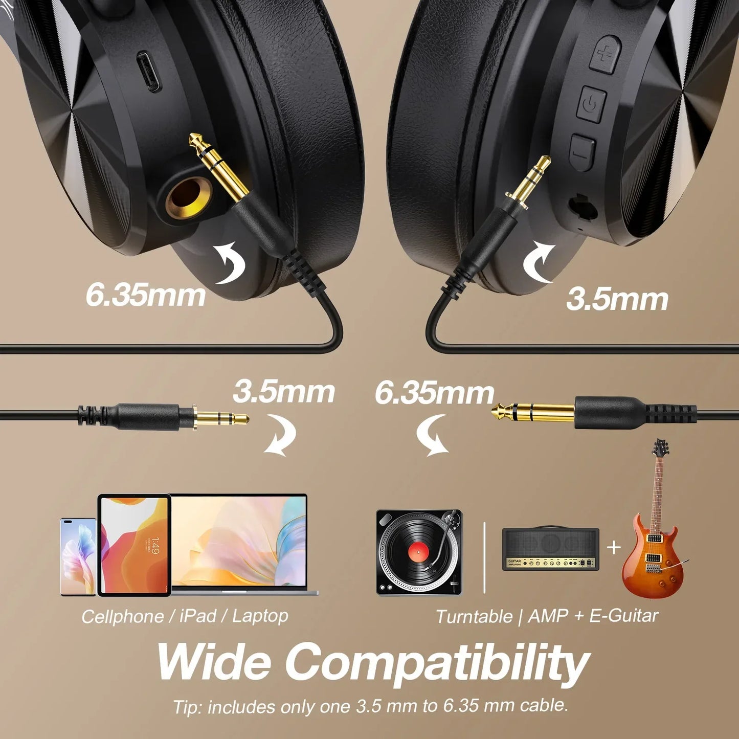 Oneodio Fusion A70 Bluetooth Headphones Hi-Res Audio Over Ear Wireless Headset 72H Professional Studio Monitor DJ HiFi Earphones