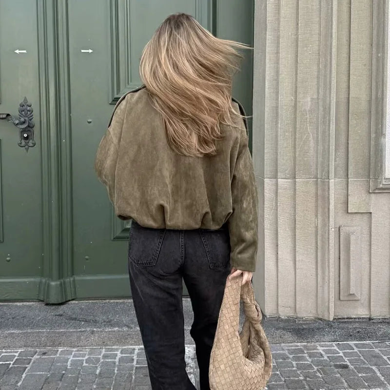 Women's Vintage Bomber Jacket Coat