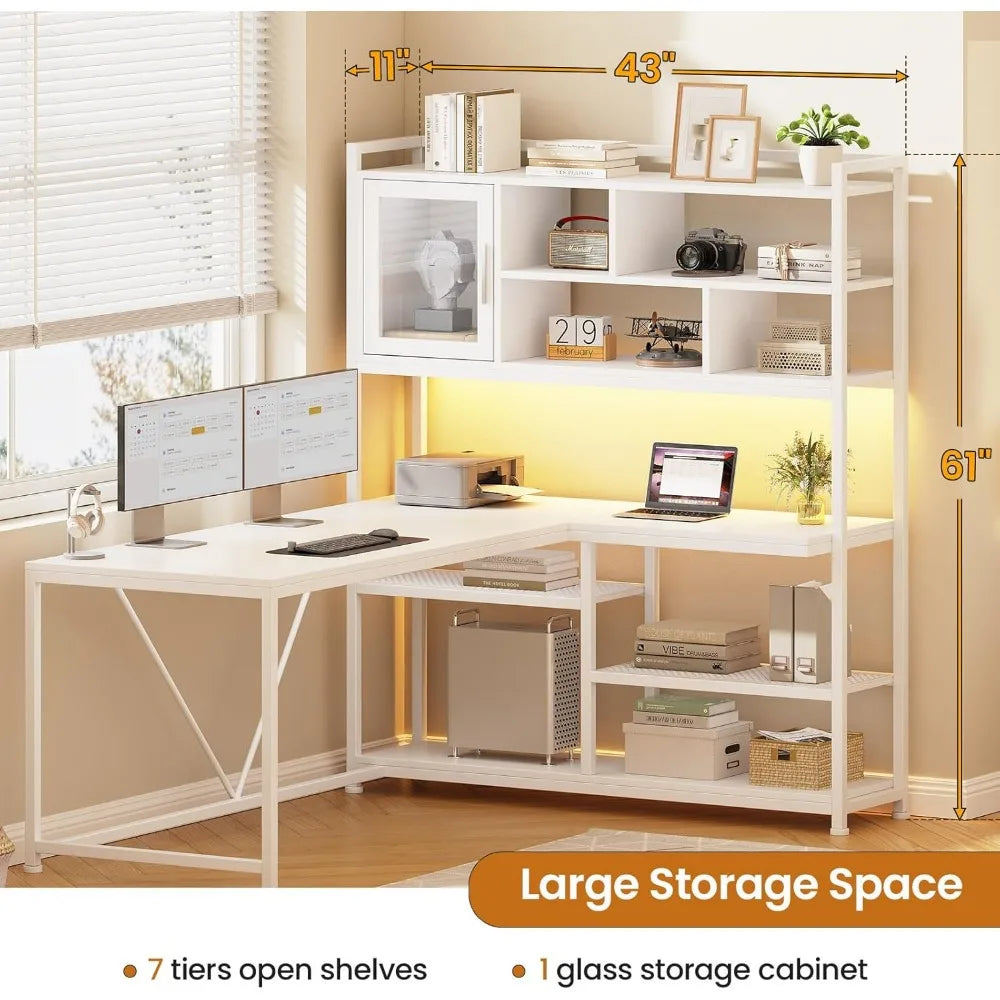 L Shaped Computer Desk with LED