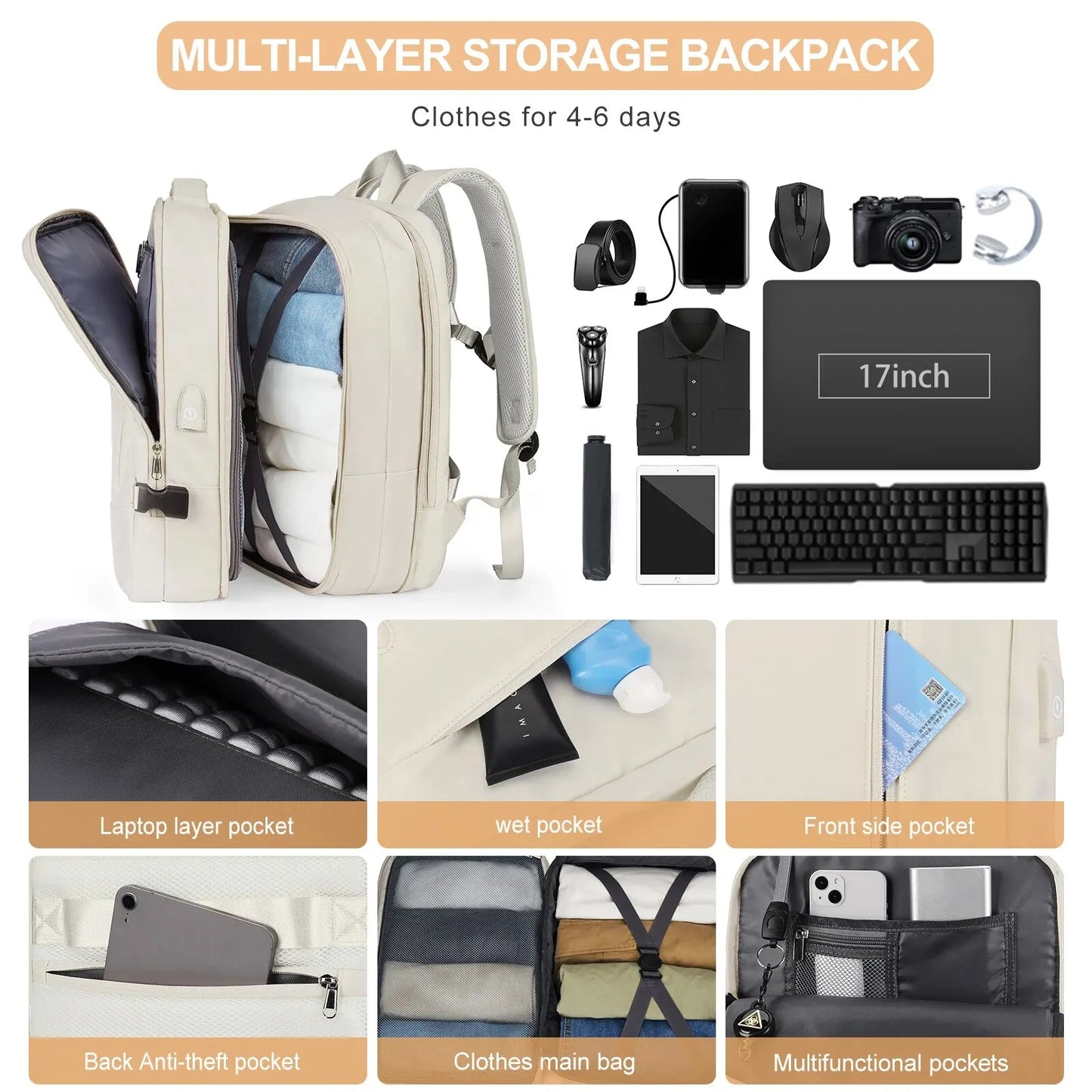 Likros Expandable Travel Laptop Backpack