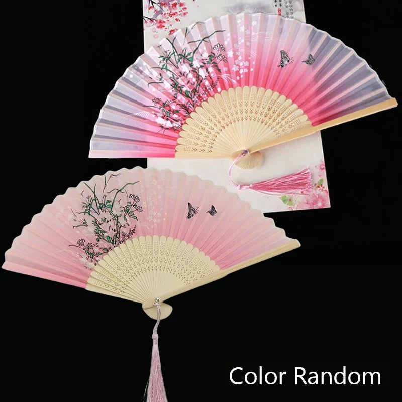 Vintage Silk Bamboo Folding Fan