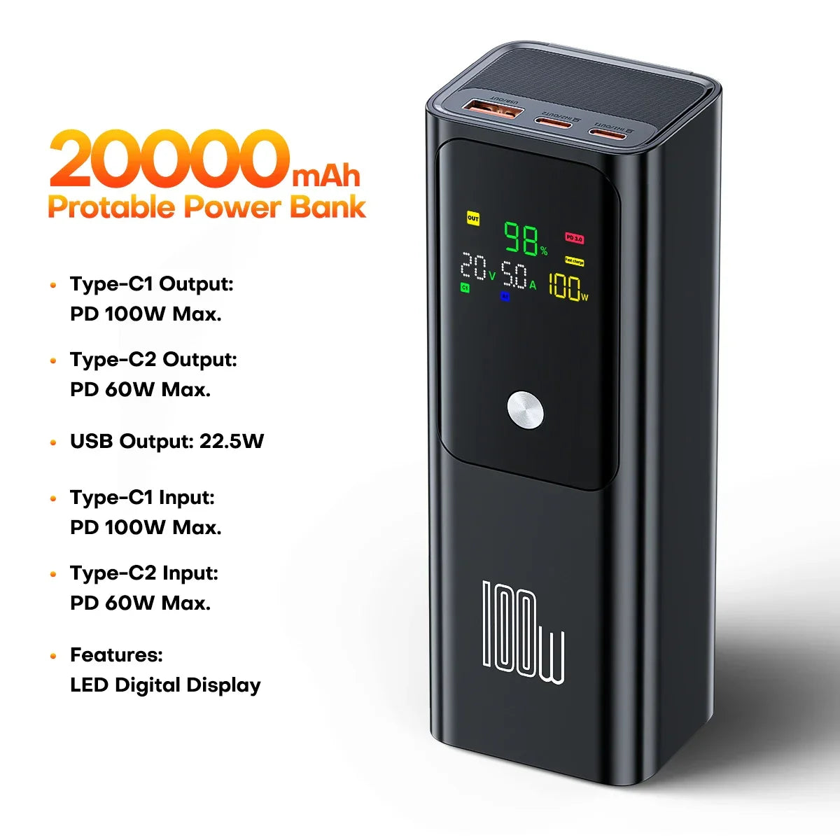 QOOVI 20000mAh PD PowerBank