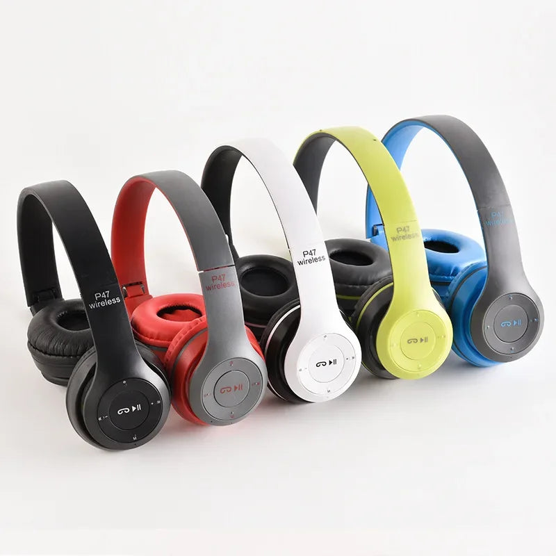 P47 Bluetooth 50 Wireless Headphone Foldable HIFI Stereo Bass Earphone Kid Helmet Gift With Mic USB Adaptor For iPhone Game