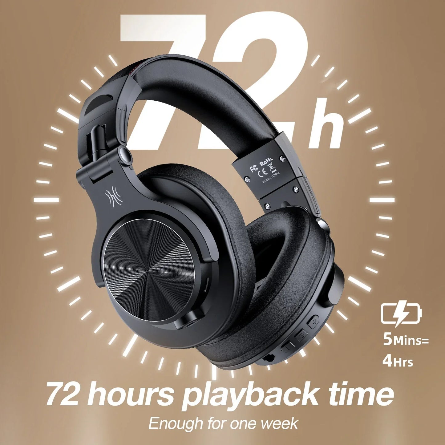 Oneodio Fusion A70 Bluetooth Headphones Hi-Res Audio Over Ear Wireless Headset 72H Professional Studio Monitor DJ HiFi Earphones