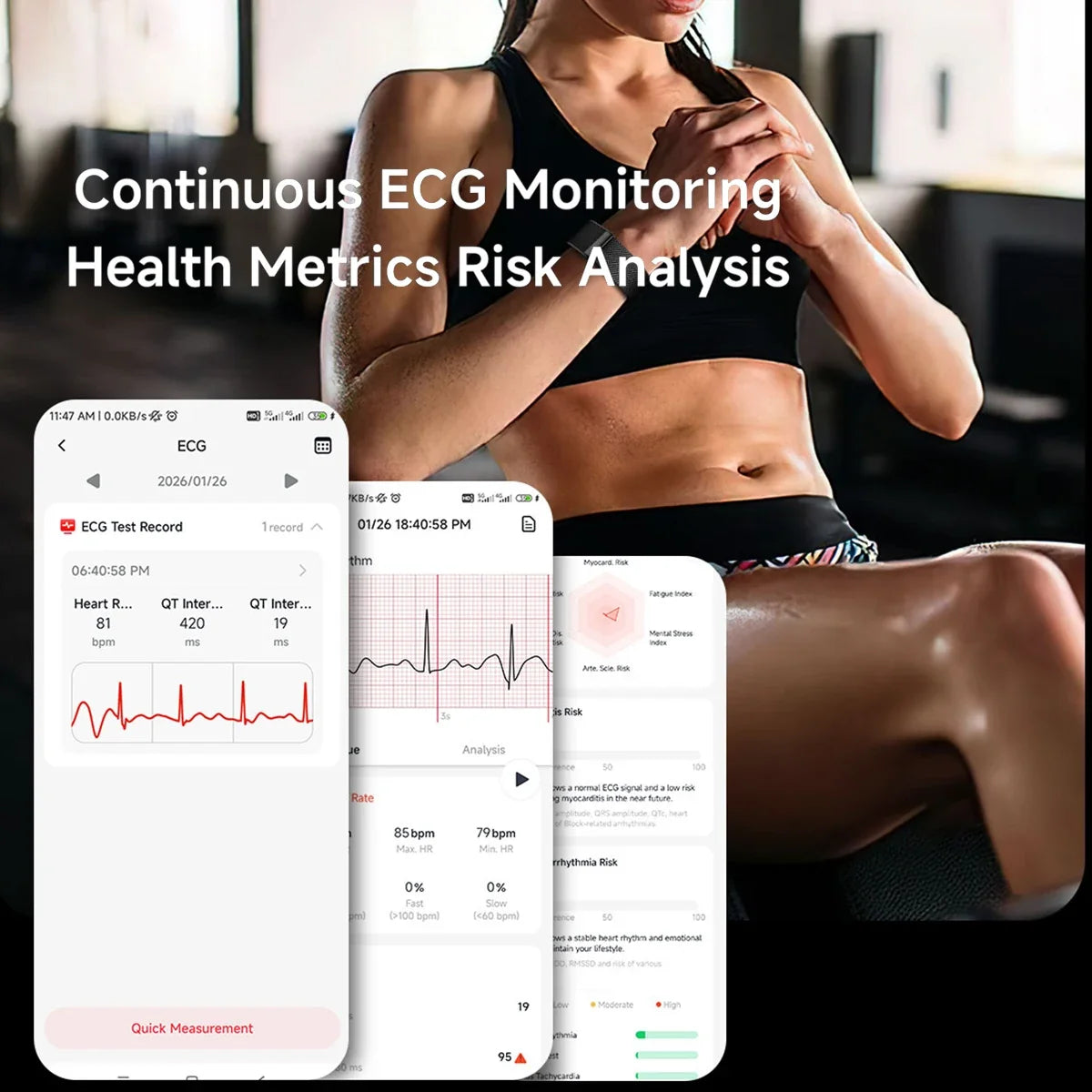 2026 New Nursing Grade Smart Bracelet VWAR Loop Life SpO2 Blood Lipid Uric Acid ECG+PPG Waterproof Band Sport Fitness Tracker