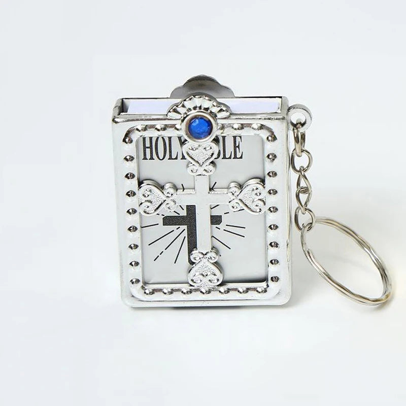 Fashion Holy Bible Keychain Mini Christian English Book Key Ring For Gift