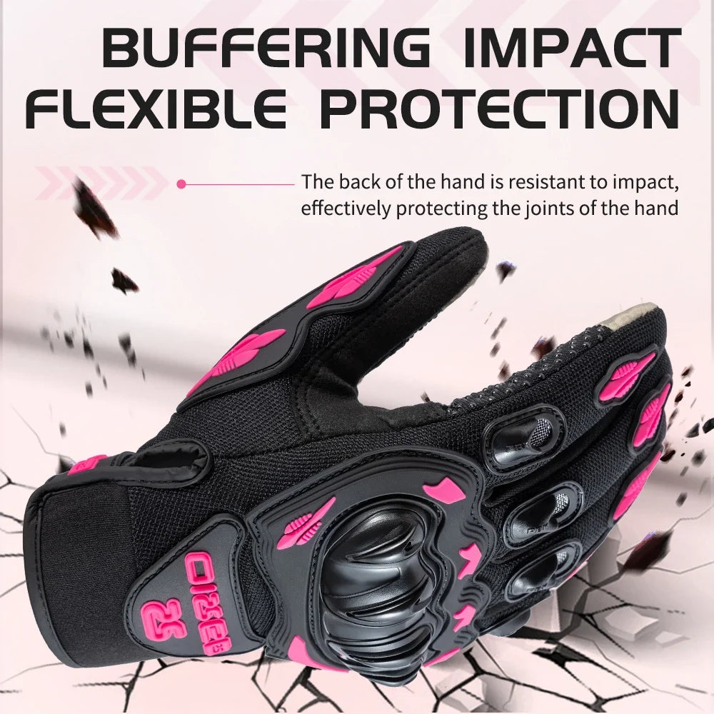 Women’s Pink Motorcycle Riding Gloves