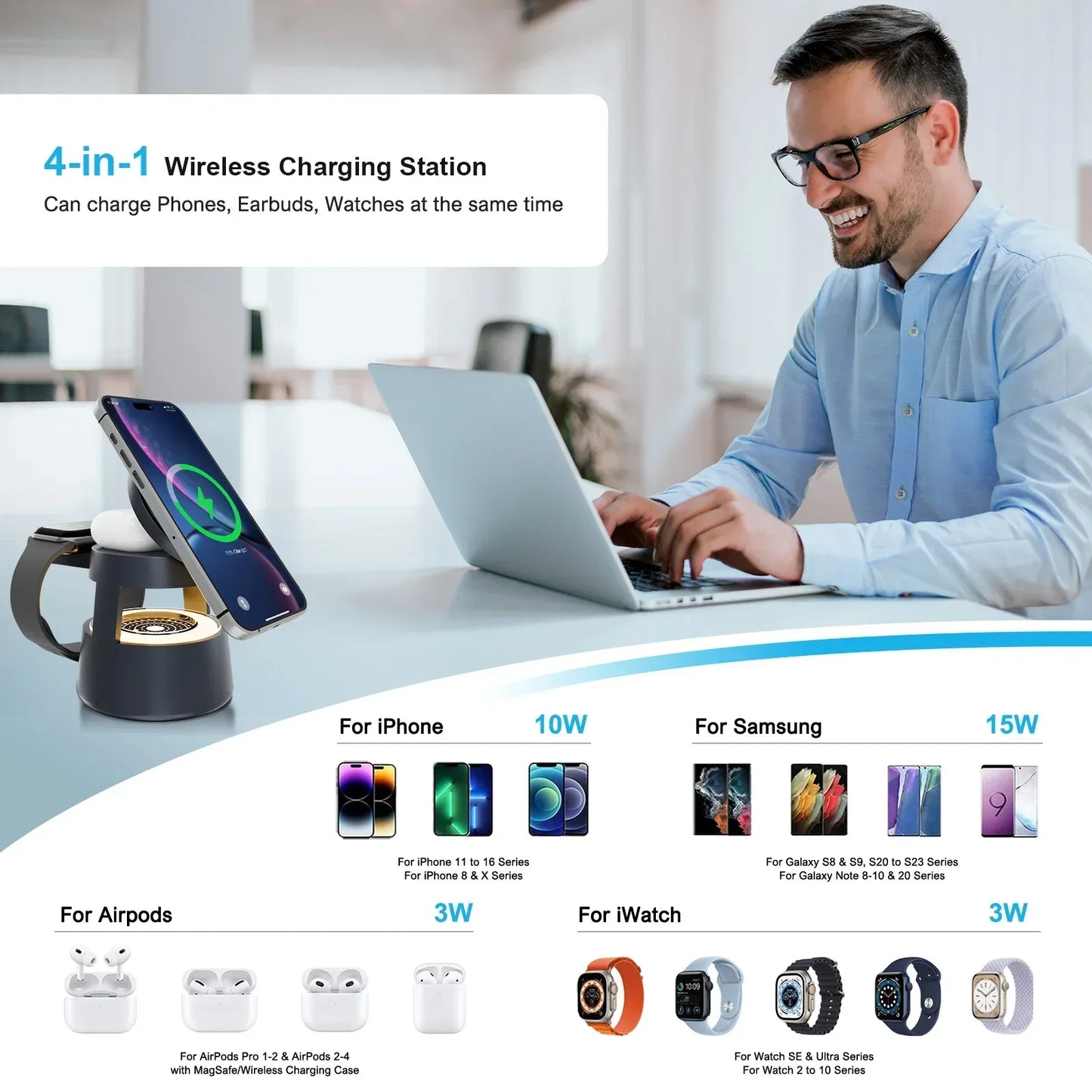4-in-1 Magnetic Wireless Charger