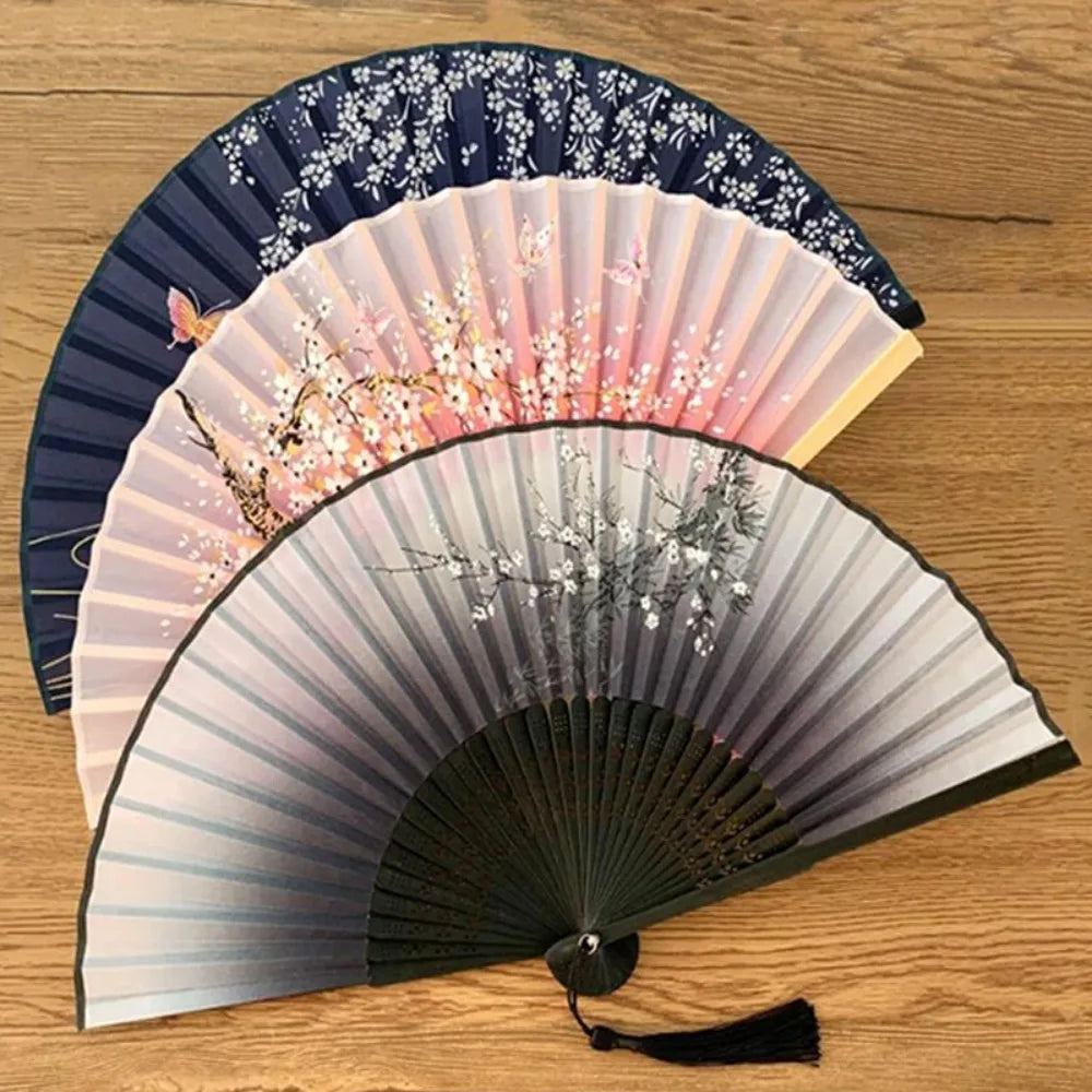 Vintage Silk Bamboo Folding Fan