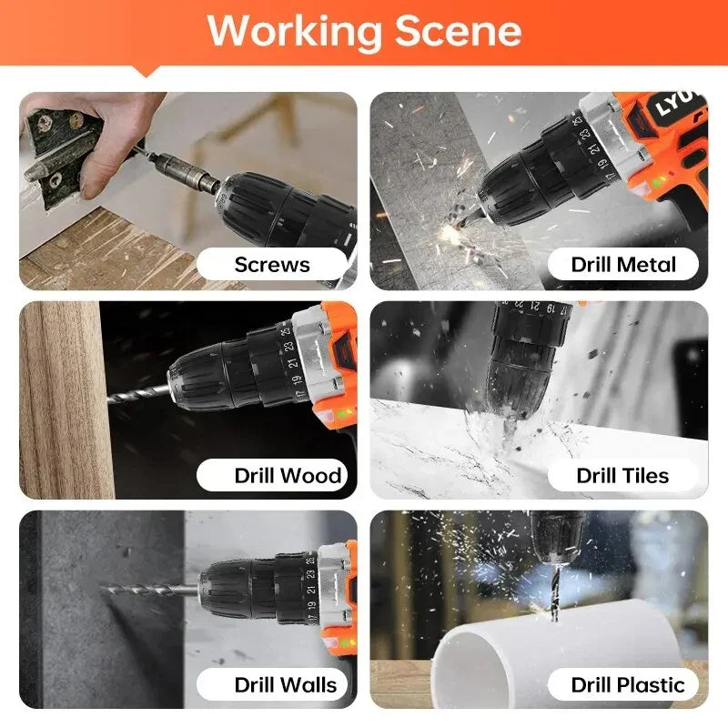 LYUWO 20V Cordless Electric Drill