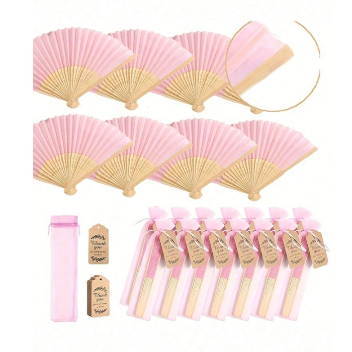Elegant Pink Wedding Folding Fans