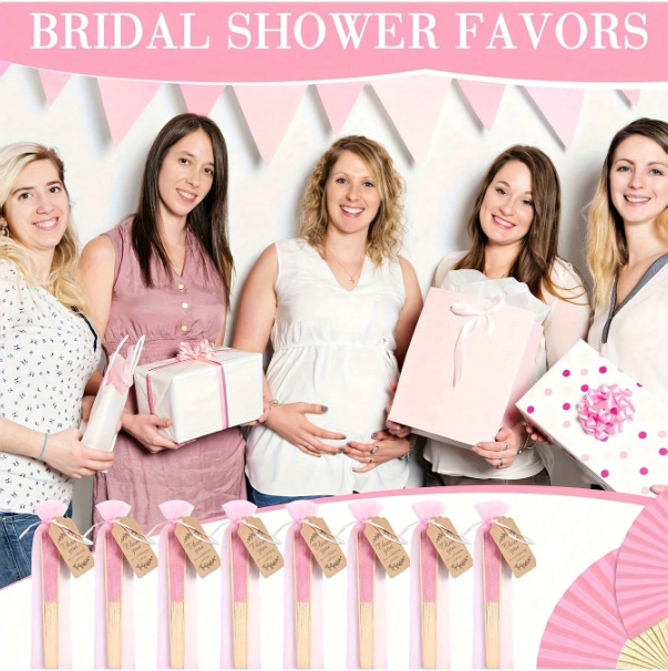 Elegant Pink Wedding Folding Fans