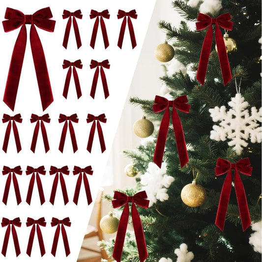 16pcs Velvet Ribbon Christmas Bows