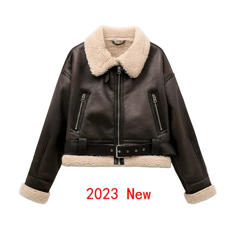 Vintage Warm Faux Shearling Jacket