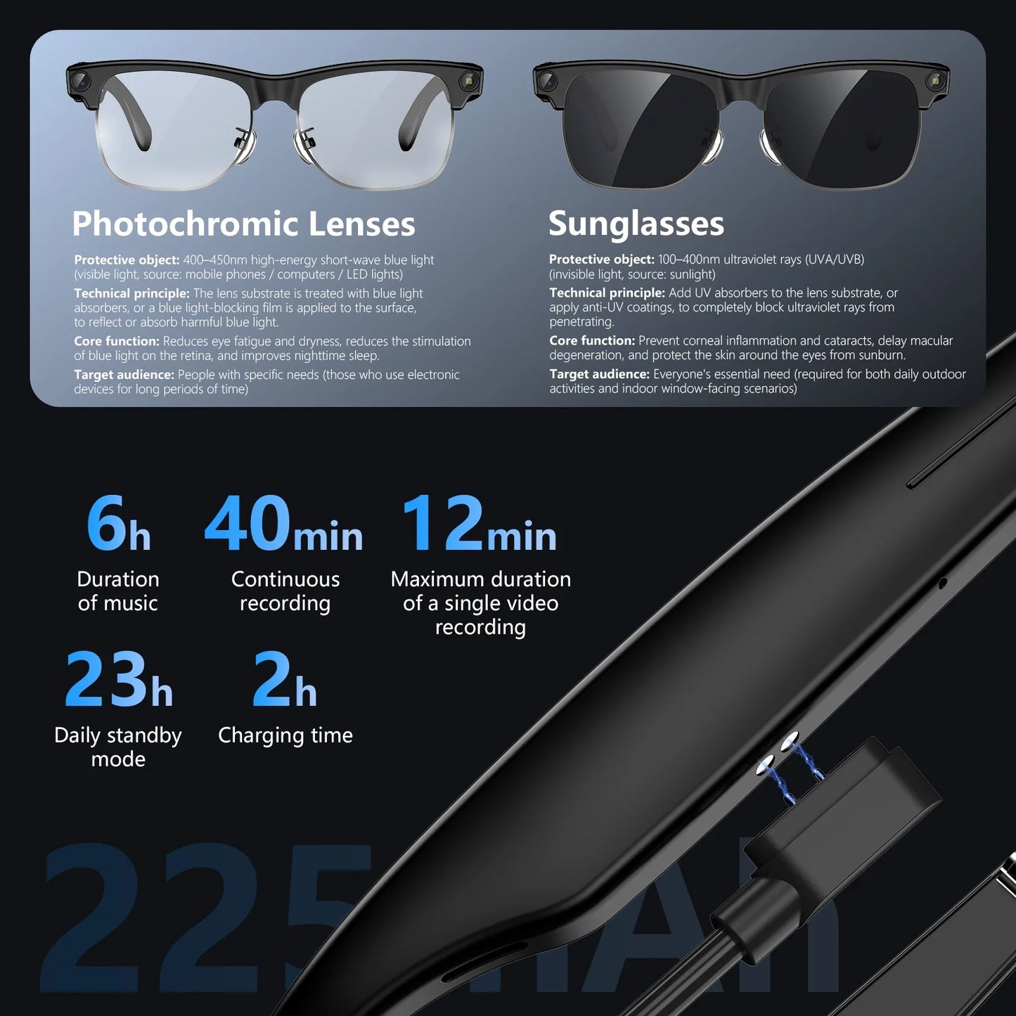 【World premiere】Blackview BV200 Shooting Smart glasses 8MP 4K HD camera Bluetooth Call Voice Assistant AI Translation Glasses