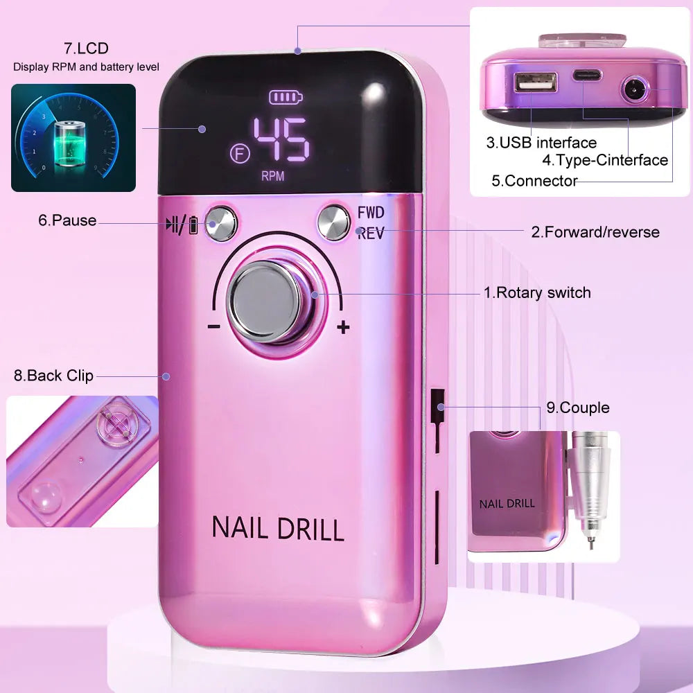 Professional 45000RPM Electric Nail Drill