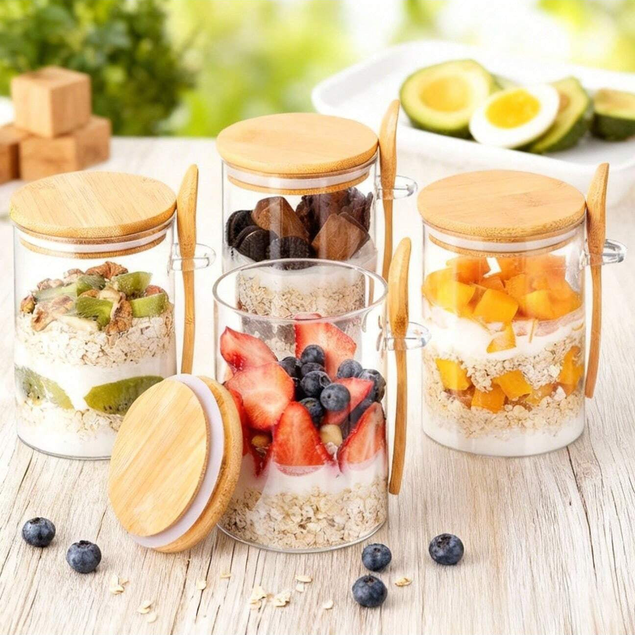 Overnight Oatmeal Glass Jar Set