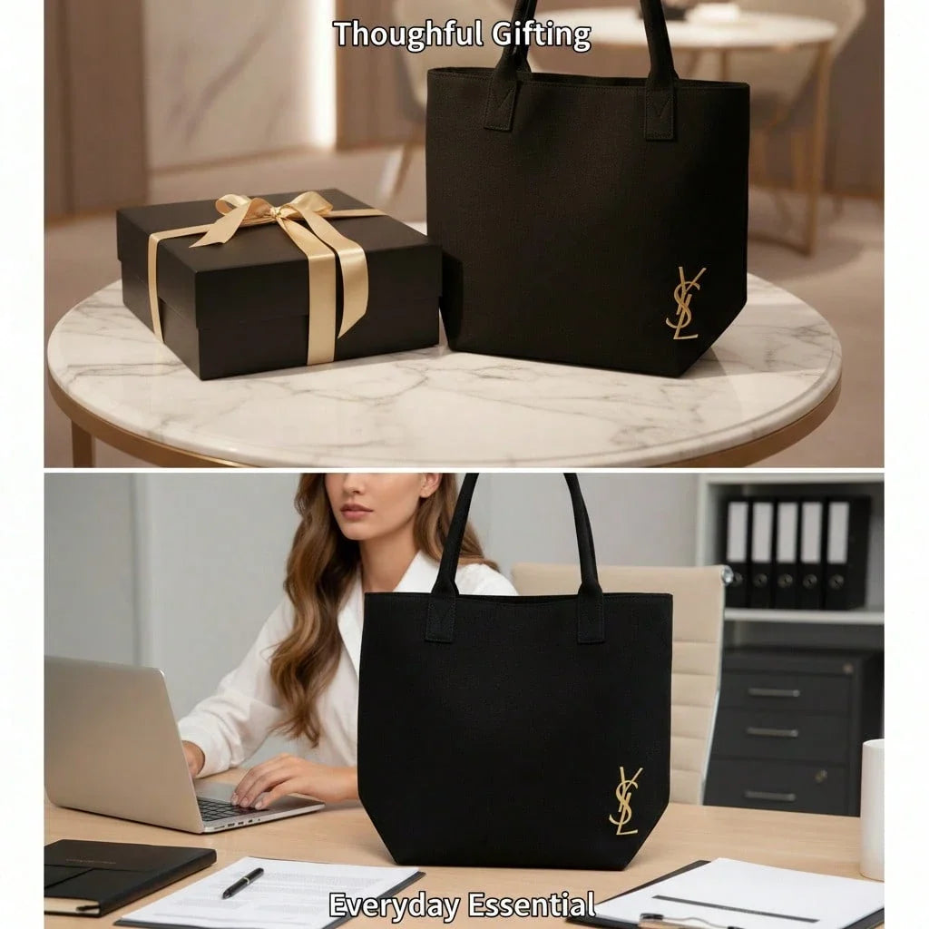 YSL Canvas Zippered Tote Bag