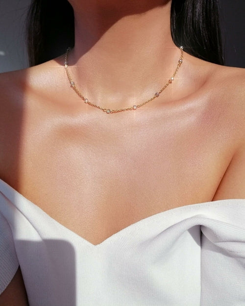 18K Chrome Crystal Chain Choker